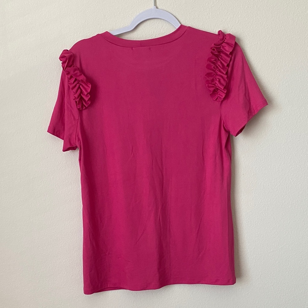 Fuchsia Ruffle Sleeve Tee - Picture 3 of 6